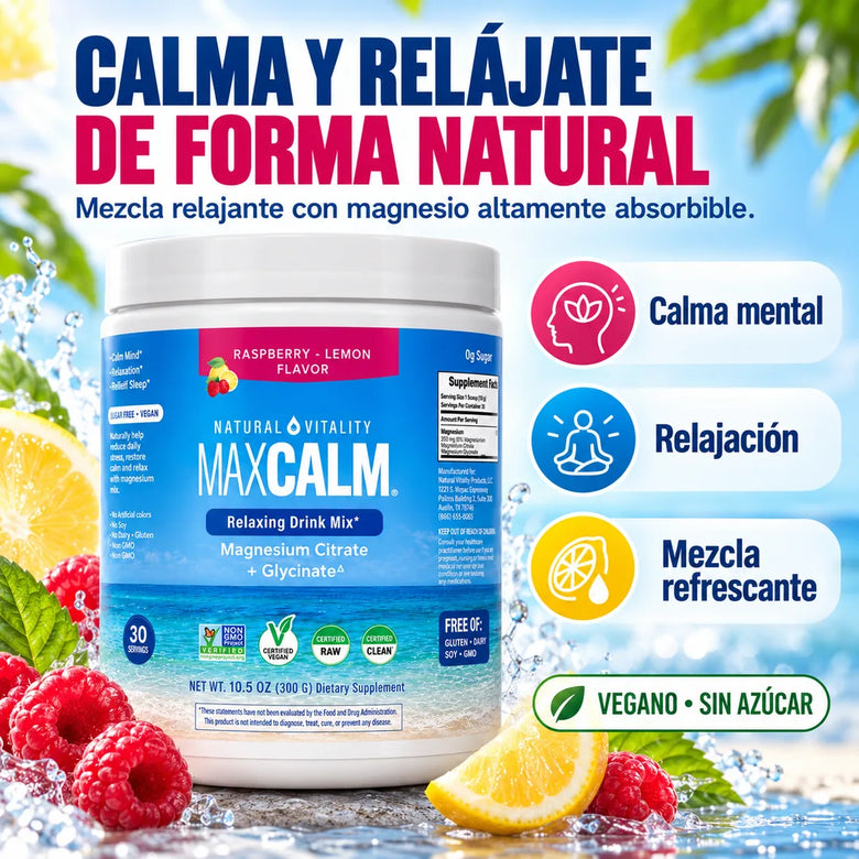 MAXCALM frambuesa-limón, bebida de magnesio