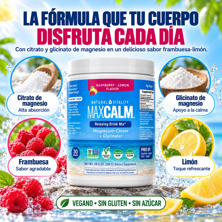 Citrato y glicinato de magnesio con sabor frambuesa-limón